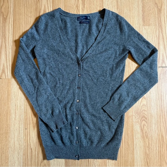 Zara gray 100% cashmere long sleeve button down cardigan business casual medium - Picture 1 of 8